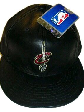 Cleveland Cavaliers All Leather Mens Fitted hat sz. 7 5/8 Black Color New Tags